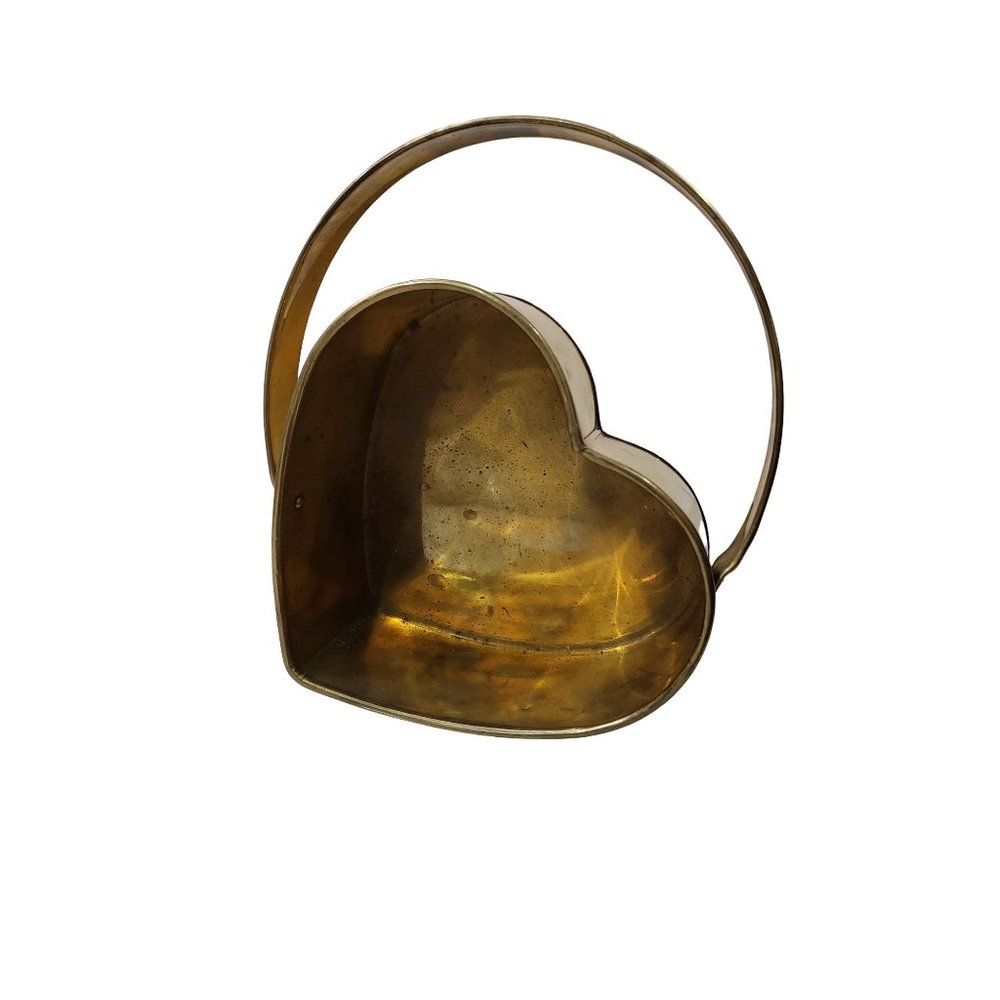 Vintage Boho Brass Heart Basket
